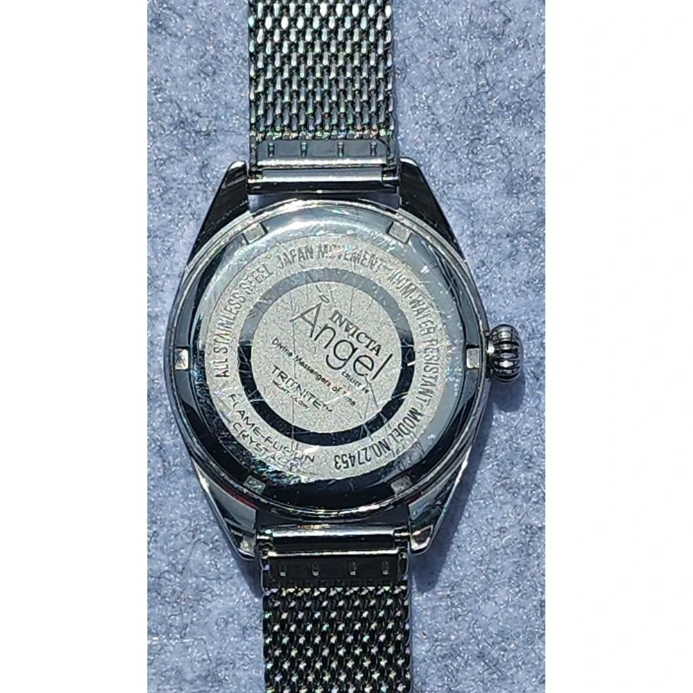 Invicta Angel Mens Watch Mother of Pearl Dial Silver Mesh Stainless Steel READ